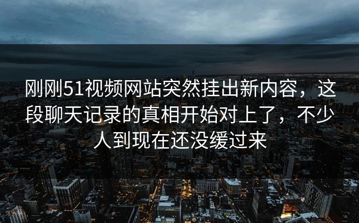 刚刚51视频网站突然挂出新内容，这段聊天记录的真相开始对上了，不少人到现在还没缓过来